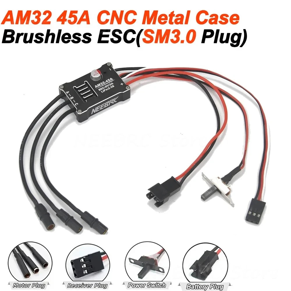 1/12 RC MN Car MN82 MN99 MN168 MN78 Upgrade Kit 2322 2600KV 3500KV Brushless Motor AM32 45A ESC SM3.0/T Plug Model DIY Parts