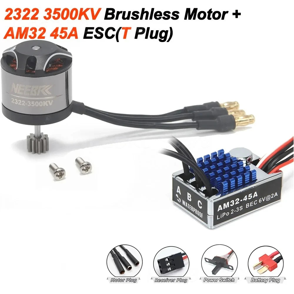 1/12 RC MN Car MN82 MN99 MN168 MN78 Upgrade Kit 2322 2600KV 3500KV Brushless Motor AM32 45A ESC SM3.0/T Plug Model DIY Parts