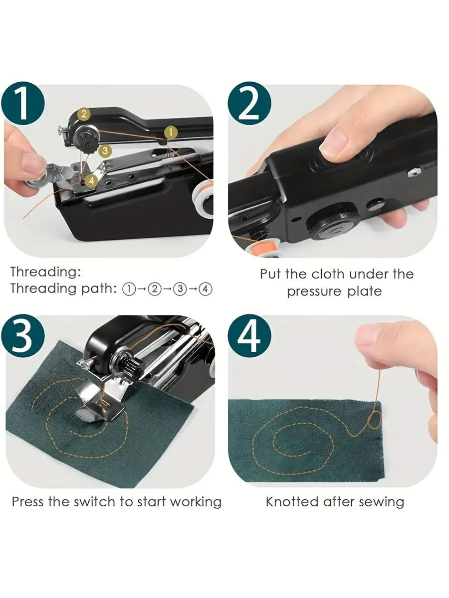 Handheld Sewing Machine - Mini Cordless Electric Sewing Kit, Portable Quick Stitch Tool for Home Repairs & DIY Crafting