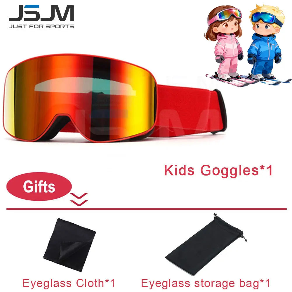 New Adults +Kids Professional Anti-Fog Ski Goggles Snowboard Goggles UV400 Double Layers Skiing Glasses XMAS New Year Gifts