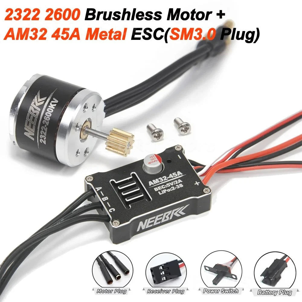 1/12 RC MN Car MN82 MN99 MN168 MN78 Upgrade Kit 2322 2600KV 3500KV Brushless Motor AM32 45A ESC SM3.0/T Plug Model DIY Parts