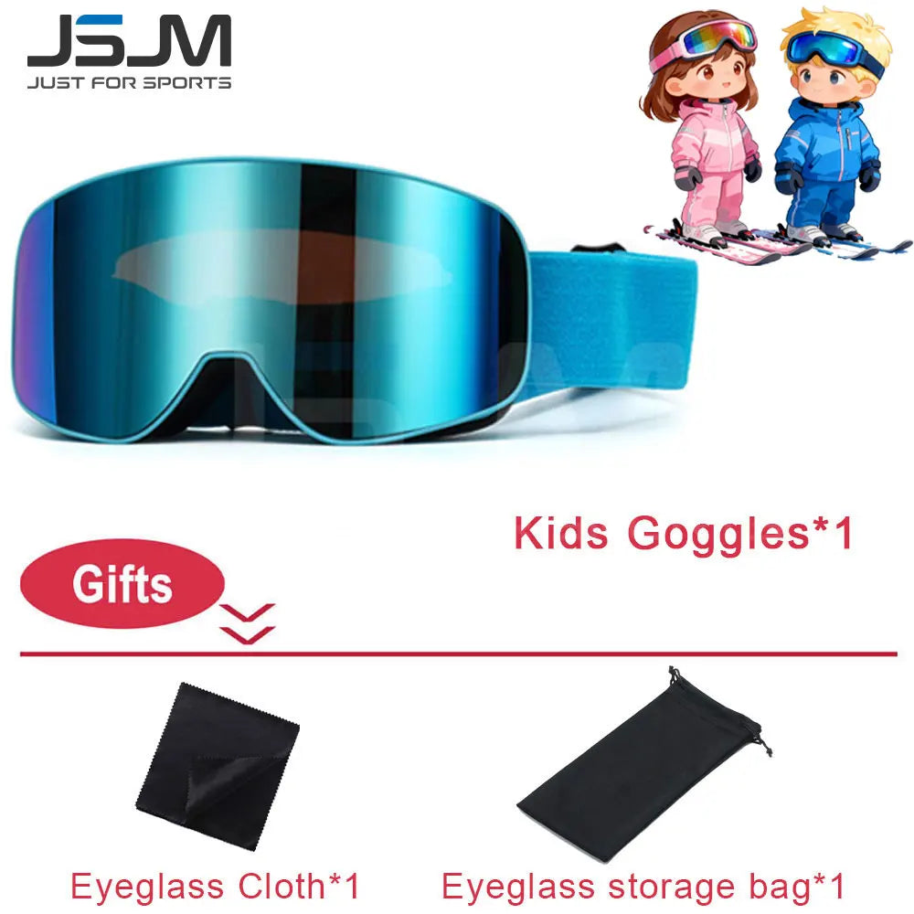 New Adults +Kids Professional Anti-Fog Ski Goggles Snowboard Goggles UV400 Double Layers Skiing Glasses XMAS New Year Gifts