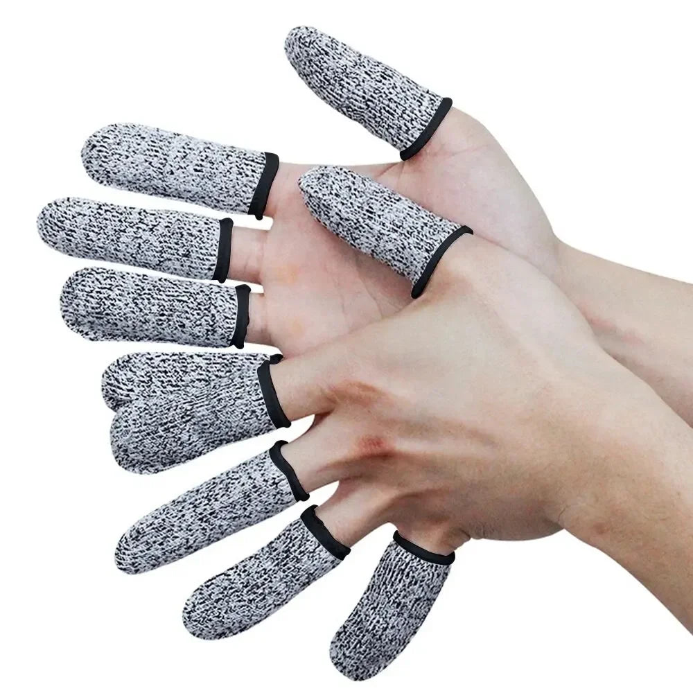 10Pcs Anti-Cut Finger Cover Finger Protector Sleeve Level 5 High-Strength Safety Flexible Anti Cut Fingertip Gloves Kitchen Tool