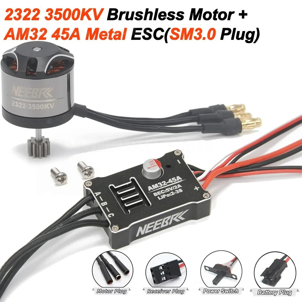 1/12 RC MN Car MN82 MN99 MN168 MN78 Upgrade Kit 2322 2600KV 3500KV Brushless Motor AM32 45A ESC SM3.0/T Plug Model DIY Parts