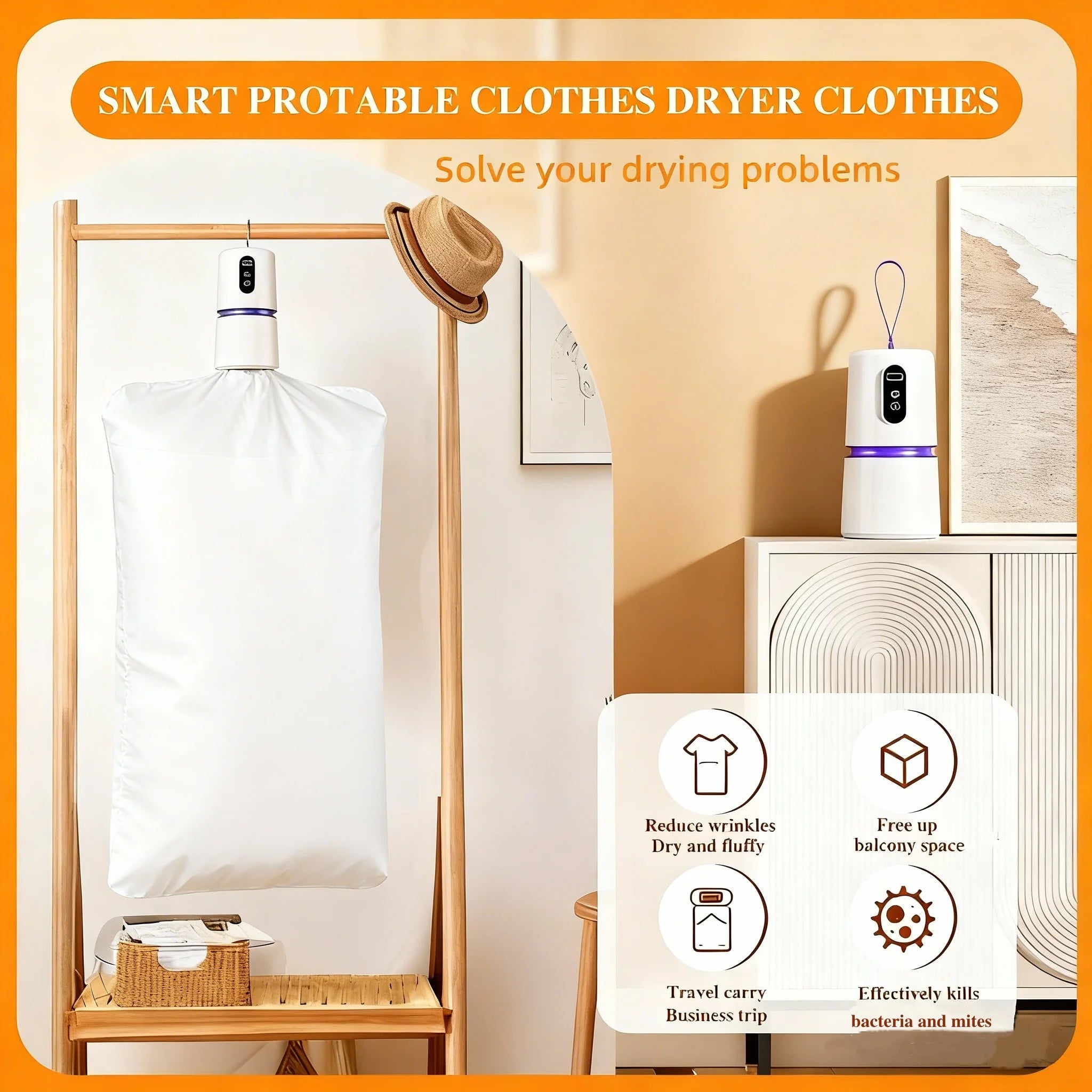 Multifunctional Clothes Dryer Portable Folding Clothing Dryer Hot Air Quick Dryershoe  Machine Mini Compact  In Hotel Home