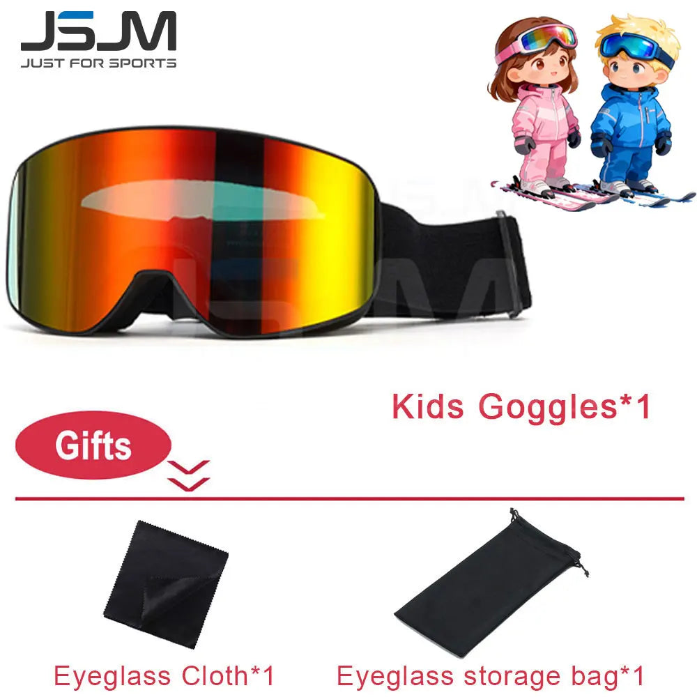 New Adults +Kids Professional Anti-Fog Ski Goggles Snowboard Goggles UV400 Double Layers Skiing Glasses XMAS New Year Gifts