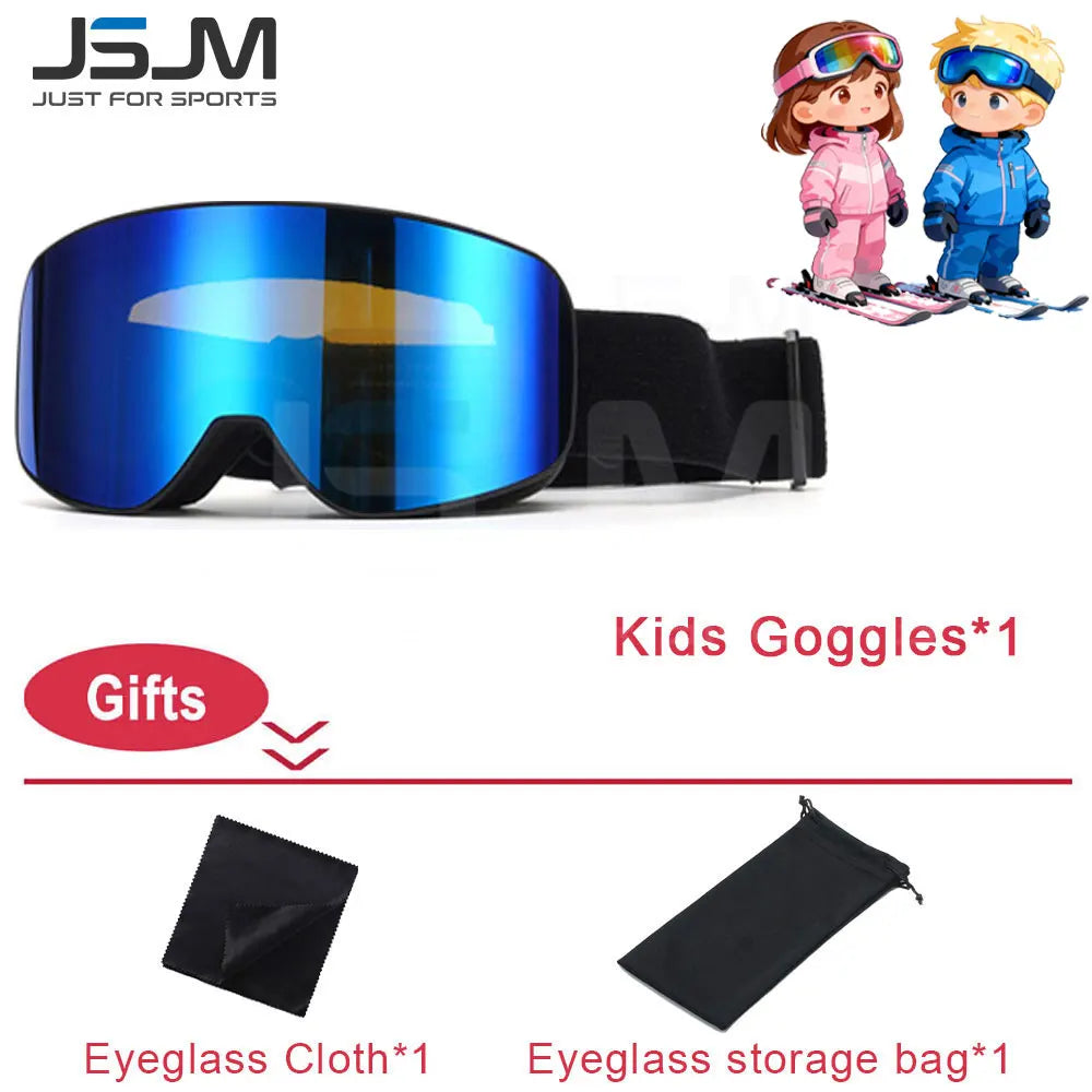 New Adults +Kids Professional Anti-Fog Ski Goggles Snowboard Goggles UV400 Double Layers Skiing Glasses XMAS New Year Gifts