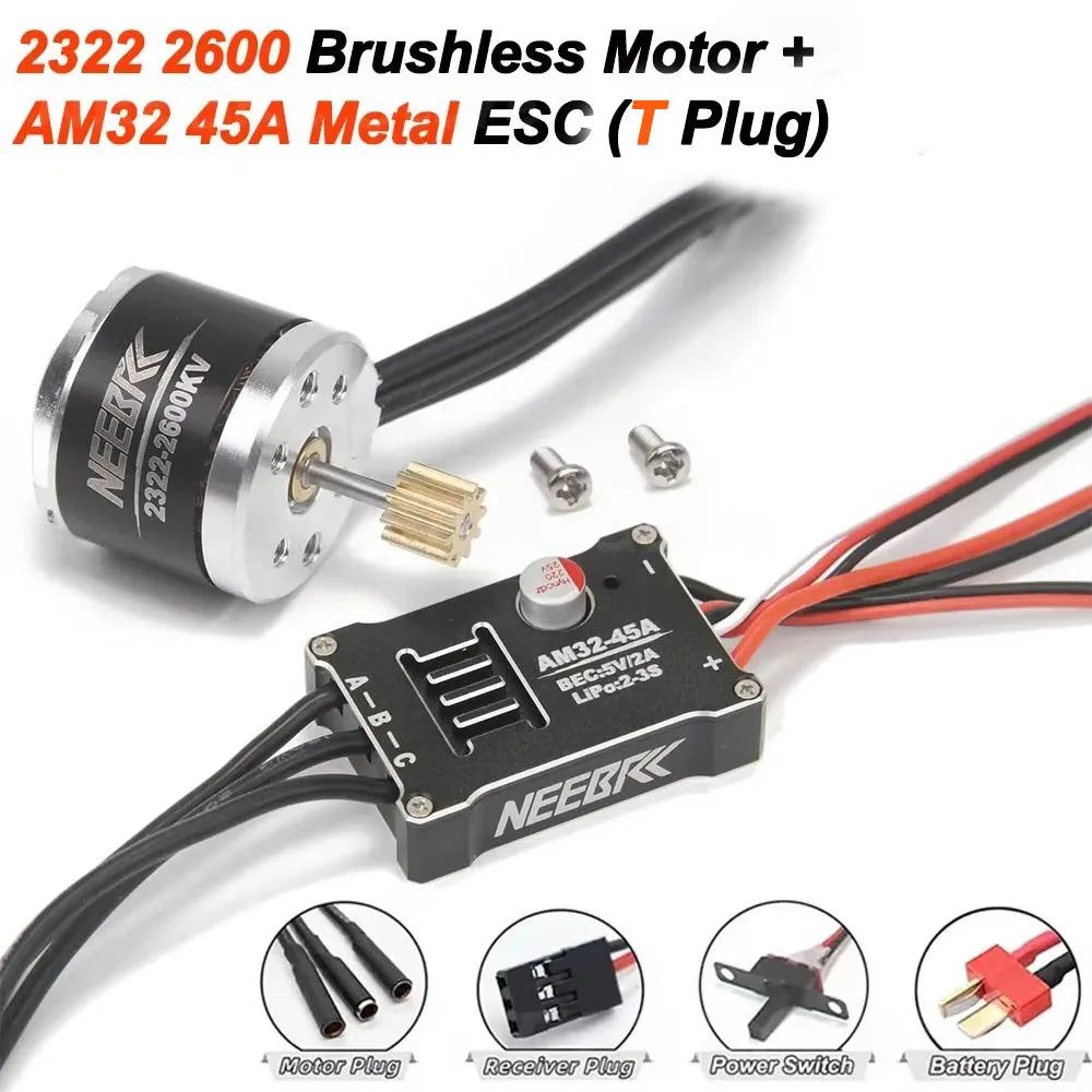 1/12 RC MN Car MN82 MN99 MN168 MN78 Upgrade Kit 2322 2600KV 3500KV Brushless Motor AM32 45A ESC SM3.0/T Plug Model DIY Parts