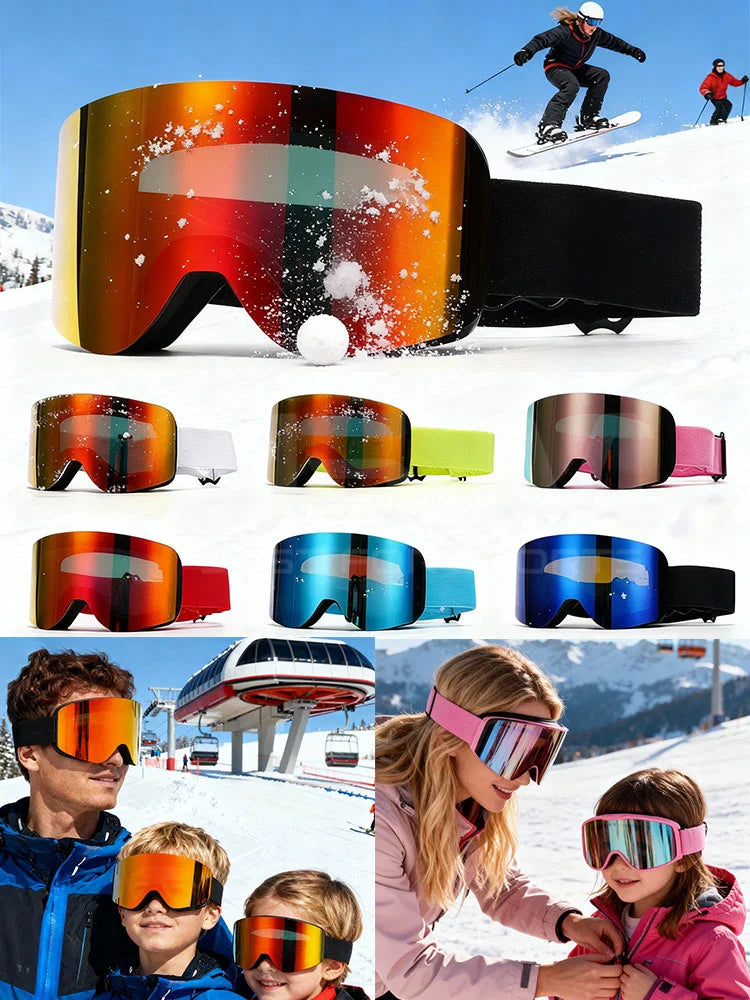 New Adults +Kids Professional Anti-Fog Ski Goggles Snowboard Goggles UV400 Double Layers Skiing Glasses XMAS New Year Gifts