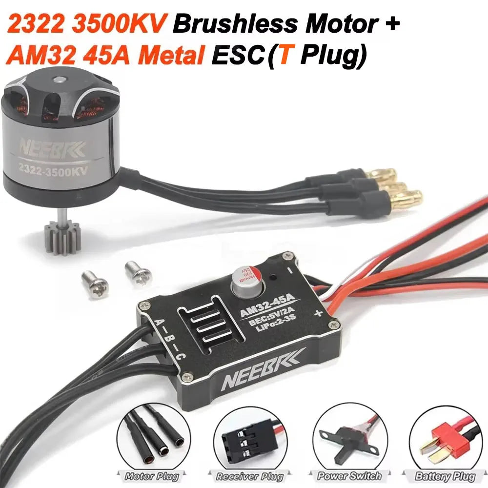 1/12 RC MN Car MN82 MN99 MN168 MN78 Upgrade Kit 2322 2600KV 3500KV Brushless Motor AM32 45A ESC SM3.0/T Plug Model DIY Parts