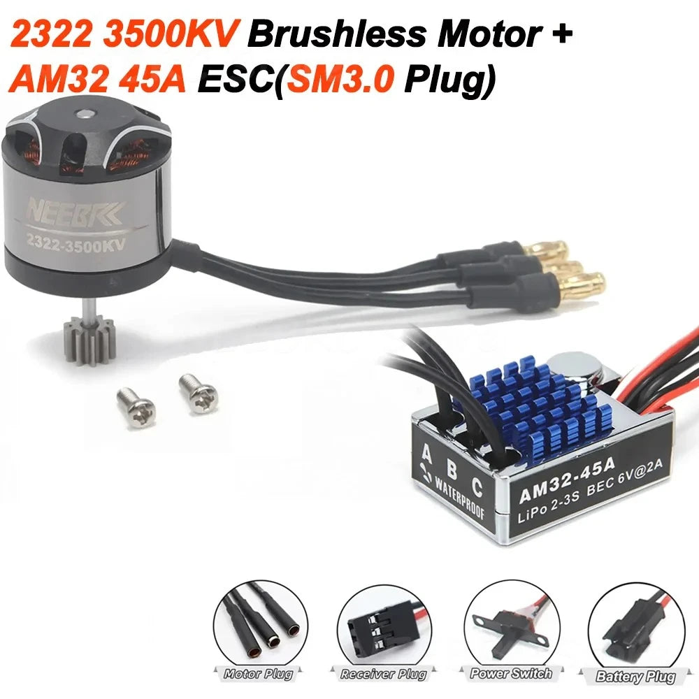 1/12 RC MN Car MN82 MN99 MN168 MN78 Upgrade Kit 2322 2600KV 3500KV Brushless Motor AM32 45A ESC SM3.0/T Plug Model DIY Parts